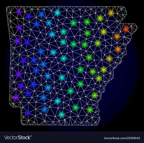 Polygonal Carcass Mesh Map Arkansas State Vector Image