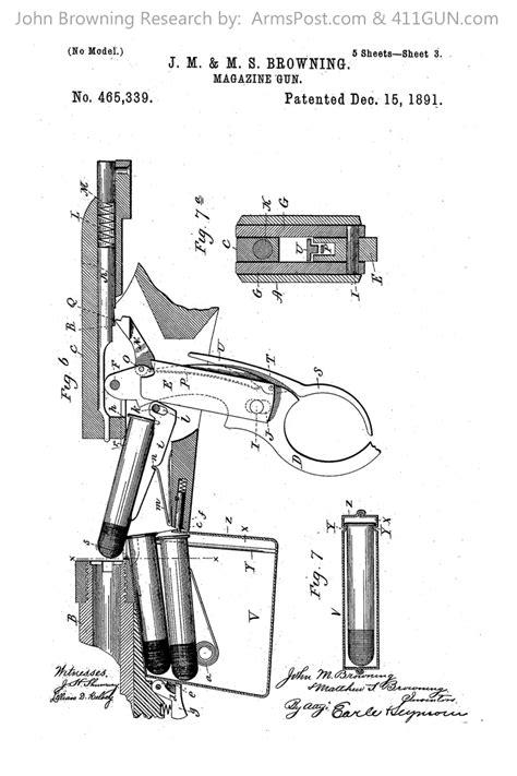 John Browning Winchester Model 1892 Us Patent 465339 Drawing 3
