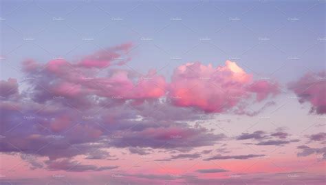 Magic Pink Sunset Sky With Clouds Nature Stock Photos Creative Market