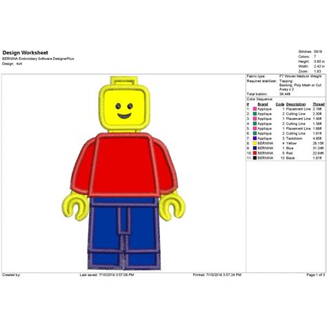 Lego Embroidery Designs Design Talk