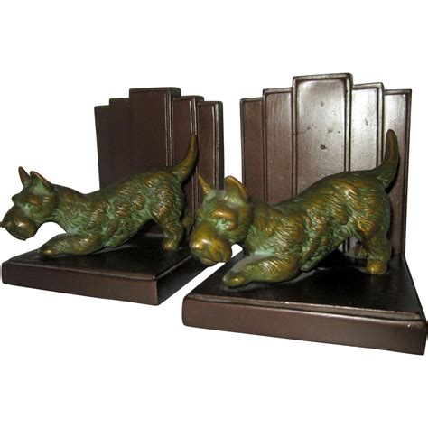 Art Deco Bronze Scottie Dog Bookends Modernism