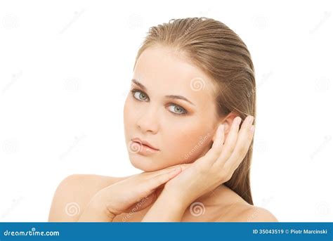 Attractive Naked Woman With Hands Close To Face Stock Image Image Of