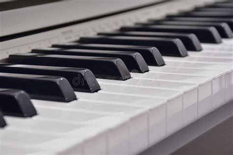 Piano Keyboard Side View Perspective Stock Photo - Image of keypad