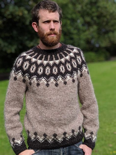 Knitted Icelandic Alafoss Lopi Wool Unisex Jumper Sweater 100 Etsy Knitting Patterns Free