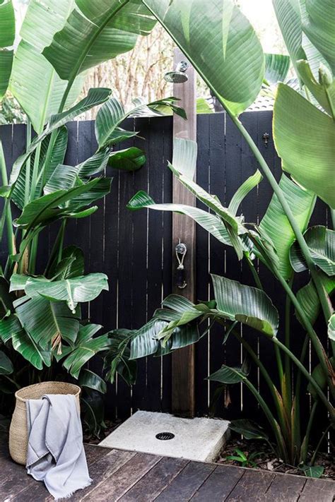 Tropical Outdoor Showers With Garden