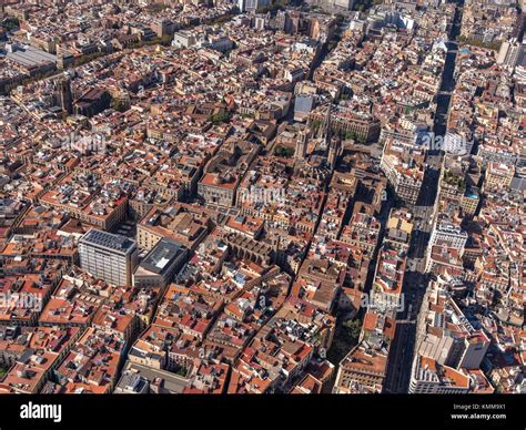 Aerial View Of Ciutat Vella Quarter In Barcelona Stock Photo Alamy