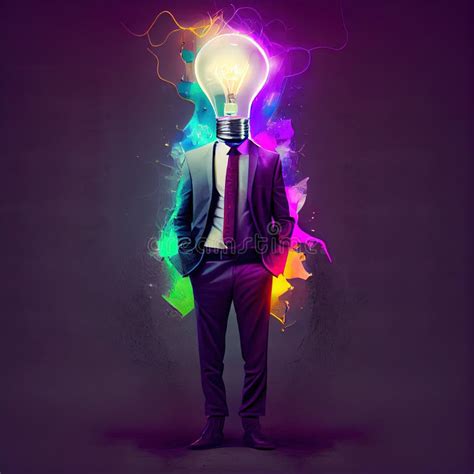Generative Ai Creative Brain Thinking Glowing Bulb Inside Man S Head