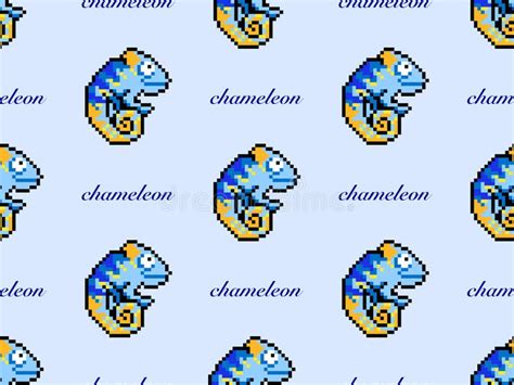 Chameleon Pattern Pixel Chameleon Rainbow Image Stock Vector