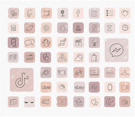 Looking for some cool & aesthetic app icons? 50 ios14 AESTHETIC APP ICONS Neutral Nude Blush App Covers ...