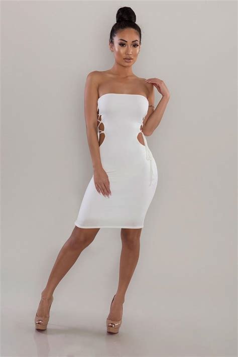 2020 Hot Sales Dress Women Sexy Sleeves Strapless Slim Sexy Dress Backless Bodycon Sleeveless