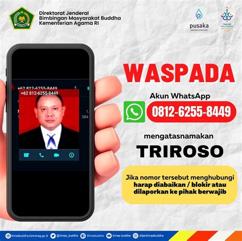 Waspada Akun WhatsApp Penipuan Mengatasnamakan TRIROSO S Ag S Pd MM