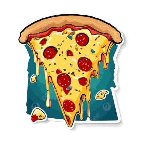 Pizza Slice Sticker On A Background With Pizza Sauce Clipart Vector