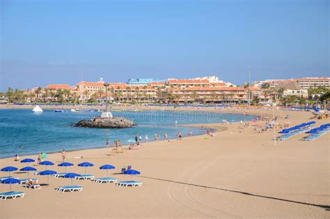 Beautiful Sandy De Las Vistas Beach On Tenerife Island Editorial