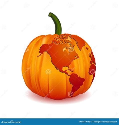 World Map North America On Halloween Pumpkin Illustration Stock