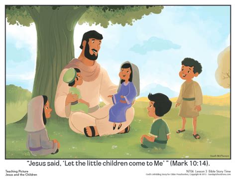 Jesus And The Children Teaching Picture Childrens Bible Activities