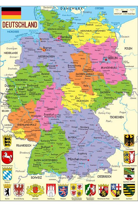 Carte de l'allemagne de 1848 par heinrich berghaus. Carte de l'Allemagne - Carte des villes, du relief, des ...