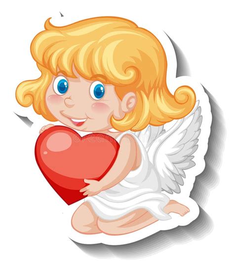 Cupid Girl Holding A Heart In Cartoon Style Stock Vector Illustration