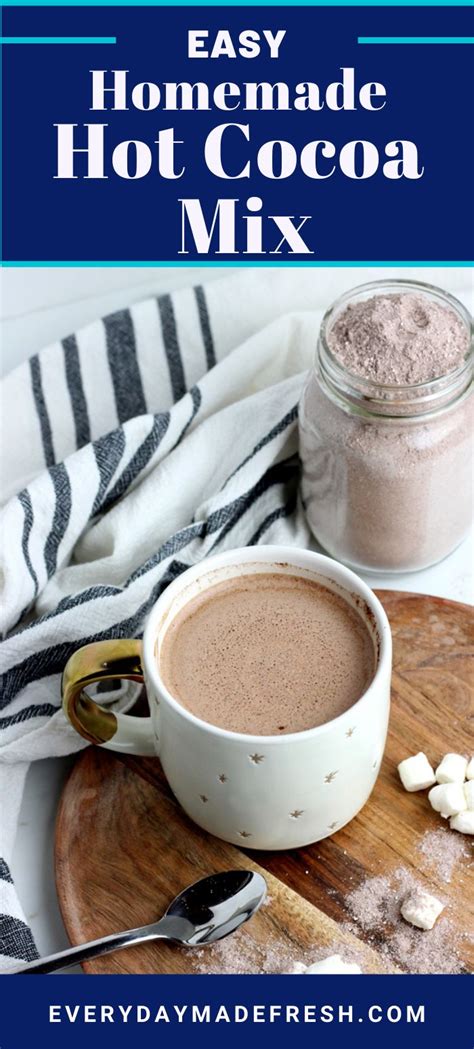Homemade Hot Cocoa Mix In A White Mug On A Wooden Cutting Board