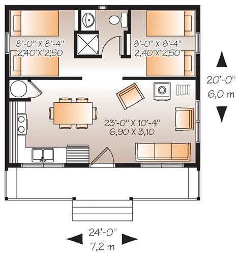 Cabin Style House Plan 2 Beds 1 Baths 480 Sqft Plan 23 2290