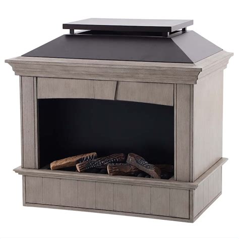 Allen Roth 40000 Btu Gray Steel Liquid Propane Outdoor Fireplace In