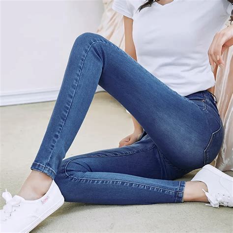2017 New Fashion Jeans Women Pencil Pants High Waist Jeans Sexy Slim Elastic Skinny Pants