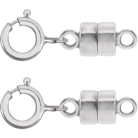 2 New Solid 14k White Gold Round Magnetic Clasp W 14k White Gold 5mm