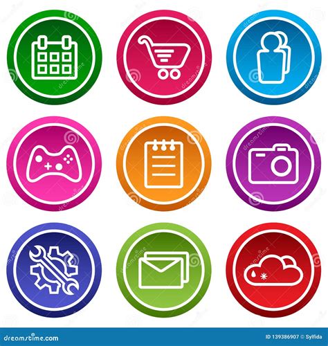Set Of Application Icon Menu Icons Colorful Buttons Vector