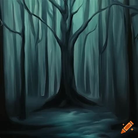 Oil Painting Of A Dark Forest