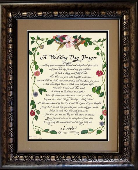 A Wedding Day Prayer Framed And Matted Calligraphy Poem T For Bride