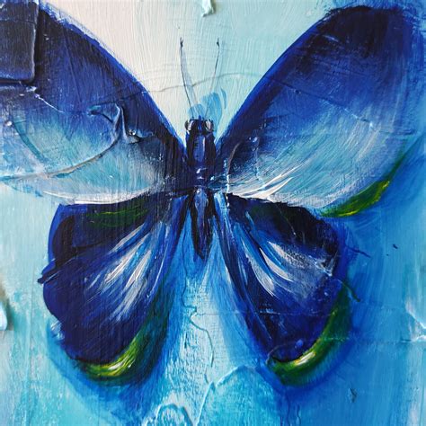 Blue Butterfly Painting Original Acrylic Butterfly Artwork Etsy