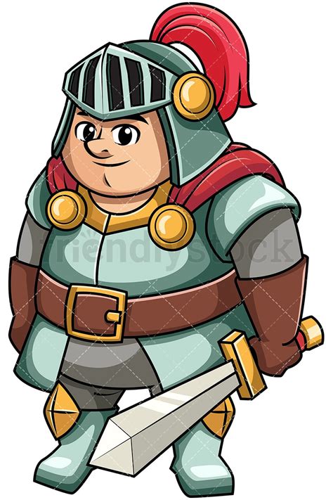 Knight Holding Sword And Shield Cartoon Vector Clipart Friendlystock
