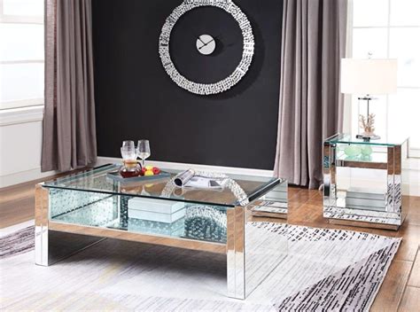 Glam Mirrored Furniture Camco Furniture Coffee Table 3 Piece