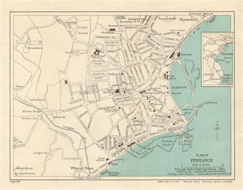 Newquay Vintage Town City Plan Cornwall Ward Lock 1936 Old Vintage Map Chart