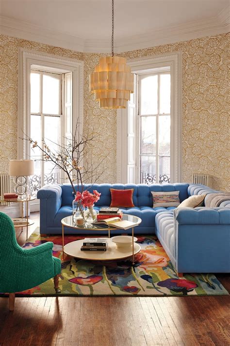 Retro modern loveseat with traditional styling and flaunting bold oversized flowers in crisp linen. 23 Colorful Sofas to Break the Monotony in Your Living ...