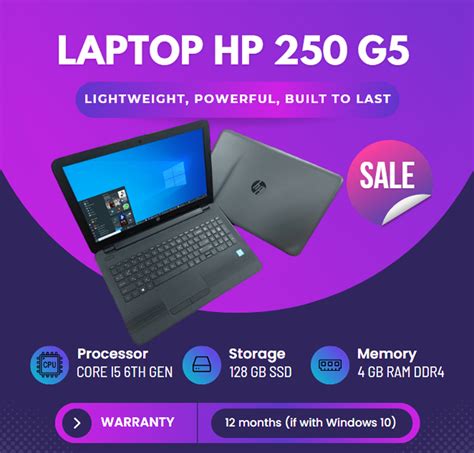 Laptop Hp 250 G5 Intel Core I5 6200 6th Gen 4gb Ddr4 Ram 128gb Sdd Wifi