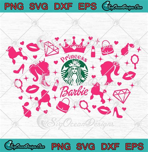 Princess Barbie Starbucks Wrap Svg Cute Barbie Doll Full Wrap Starbucks