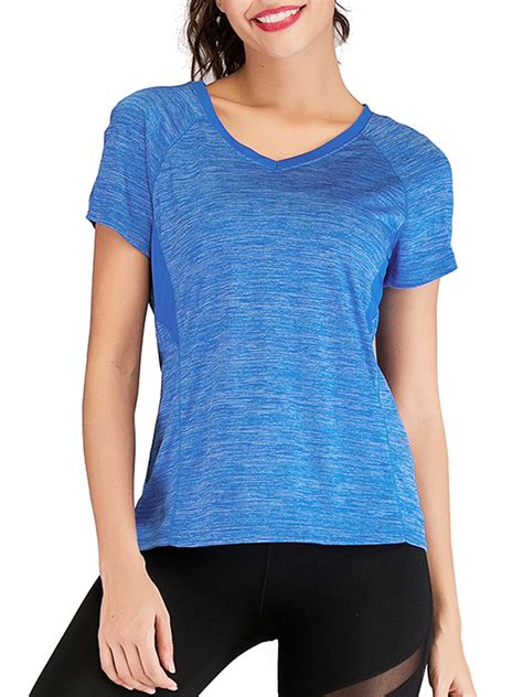 Women Compression Mesh Yoga Tops Running Workout Athletic Shirt Quick Dry Fit Activewear T