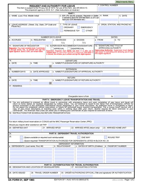 Da31 Leave Pass Form Us Army Download