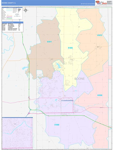 Boone County Il Wall Map Color Cast Style By Marketmaps