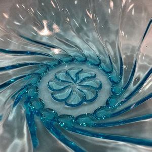 Hazel Atlas Capri Blue Swirl Serving Bowl Turquoise Bowl Etsy