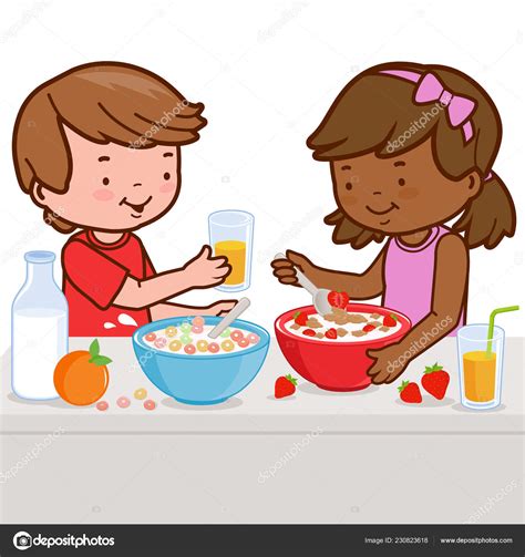 Children Having Breakfast Stock Vector Image By ©stockakia 230823618