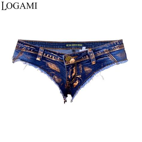Logami Shorts Micro Sexy Hot Mini Denim Shorts Women Low Waist Summer Jeans Short Feminino 2017