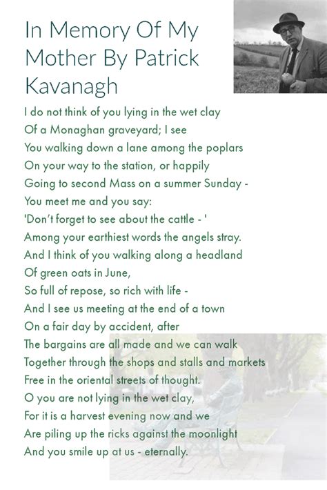 In Memory Of My Mother By Patrick Kavanagh Irish Poem Irish Around
