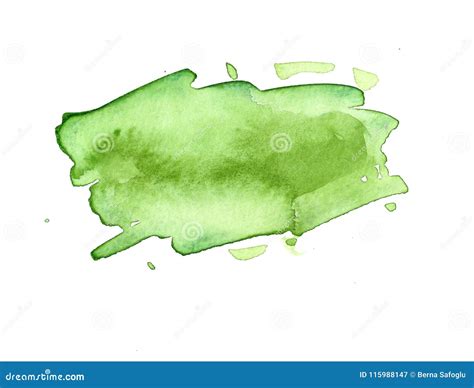 Handmade Watercolor Green Label Stock Illustration Illustration Of