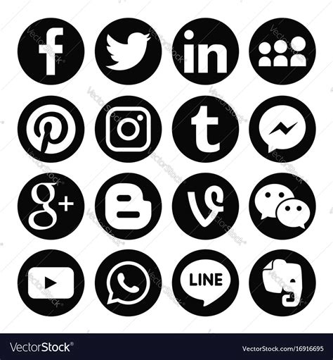 Set Popular Social Media Logos Web Icon Royalty Free Vector