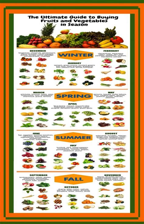 Guide to Buying Fruits and Vegetables in Season Chart 13