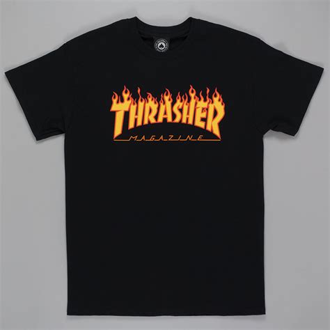 Thrasher Magazine Flame Logo T Shirt Black Available At Skate Pharm