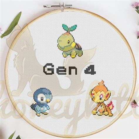 Generation 4 Pokemon Cross Stitch Pdf Pattern Turtwig Piplup Chimchar Etsy Pokemon Cross