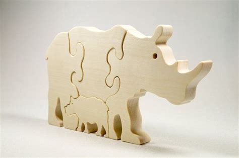 Wood Rhinoceros Puzzle Wooden Rhinoceros Toy Etsy Etsy Wood