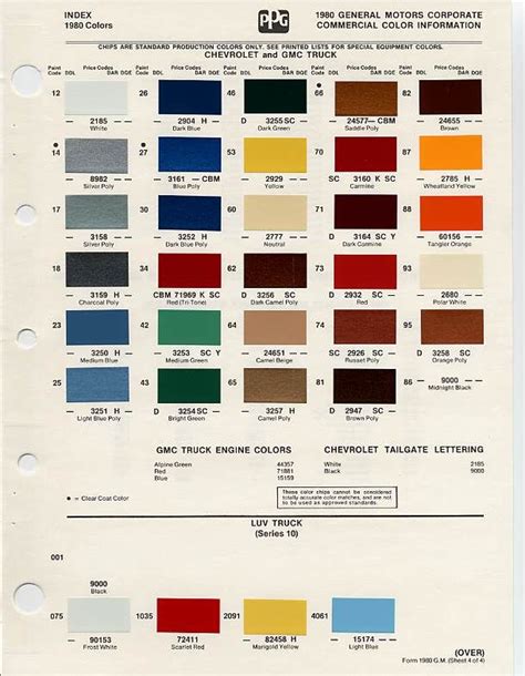 Paint Codes And Color Chips For Gm Vehicles